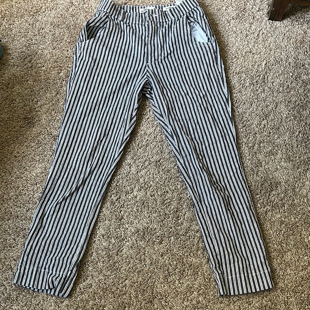 High Rise Cotton Striped Capris